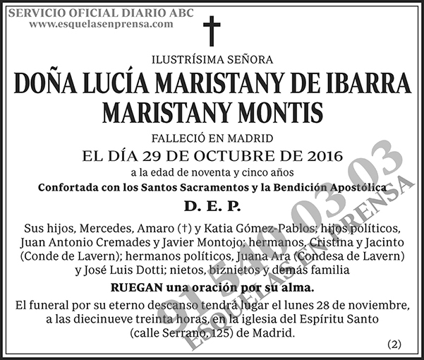 Lucía Maristany de Ibarra Maristany Montis